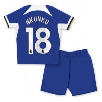 Camiseta Chelsea Christopher Nkunku #18 Primera Equipación para niños 2023-24 manga corta (+ pantalones cortos)